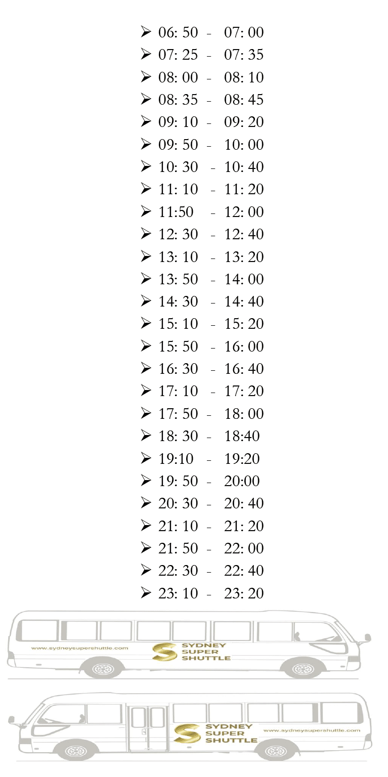 PICKUP TIMES FROM SYDNEY AIRPORT TIMETABLE